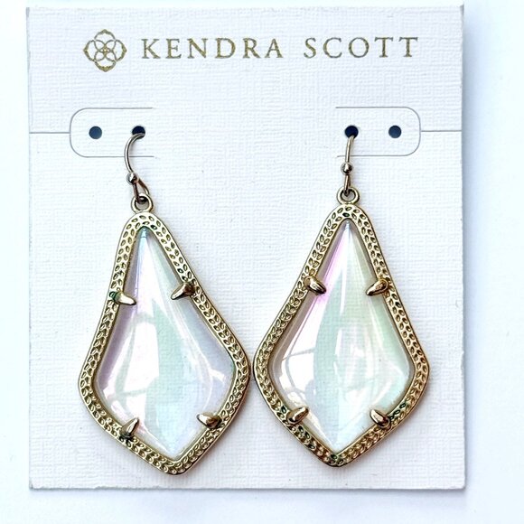 Kendra Scott Iridescent Gold Toned Glass Alex Earrings - Picture 3 of 4